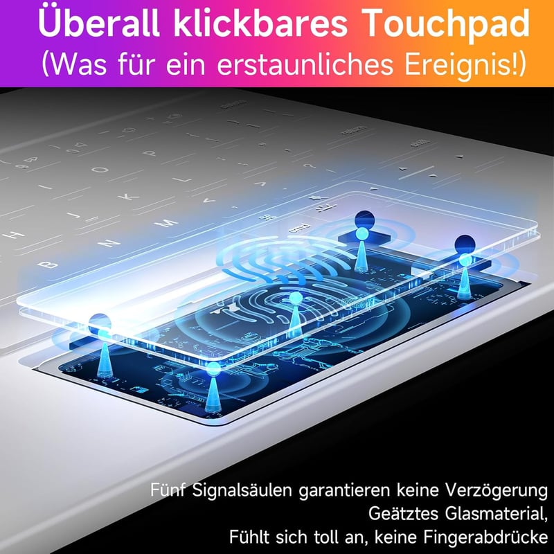 HOU iPad Air 11 (M3 2025/M2 2024)/Air 5/Air 4 Bluetooth Billentyűzetes Tok, iPad Pro 11 Kompatibilis, 7 Színű RGB Háttérvilágítás, Touchpad,