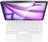 HOU iPad Air 13 és Pro 12.9 Billentyűzetes Tok - QWERTZ, Érintőpaddal, 7 Színű Háttérvilágítással, Mágneses Dizájn, Fehér - Kompatibilis M3/ 9