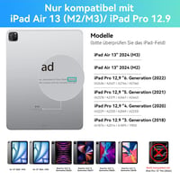 Puzdro na iPad Air 13 a Pro 12.9 s klávesnicou - QWERTZ, s touchpadom, 7-farebným podsvietením, magnetickým dizajnom, kompatibilné s 3.-6. generáciou. 2
