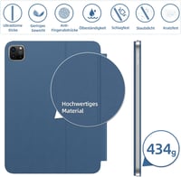HOU iPad Air 5 2022 Billentyűzet Tok, Pro 11 Hüvelyk Mágneses Töltő, Ultra Vékony QWERTZ Kék Folio Védőtok 3