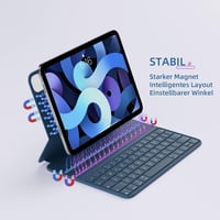 HOU iPad Air 5 2022 Billentyűzet Tok, Pro 11 Hüvelyk Mágneses Töltő, Ultra Vékony QWERTZ Kék Folio Védőtok 6
