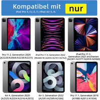 HOU iPad Air 5 2022 Billentyűzet Tok, Pro 11 Hüvelyk Mágneses Töltő, Ultra Vékony QWERTZ Kék Folio Védőtok 2