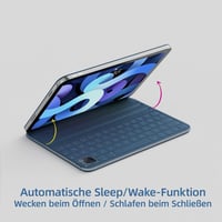 HOU iPad Air 5 2022 Billentyűzet Tok, Pro 11 Hüvelyk Mágneses Töltő, Ultra Vékony QWERTZ Kék Folio Védőtok 7