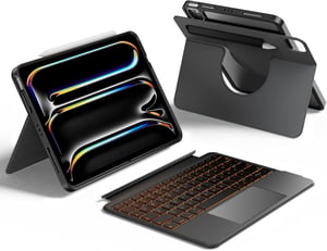 Magnetické puzdro s klávesnicou HOU pre iPad Pro 11 (M4 2024), s trackpadom – čierne