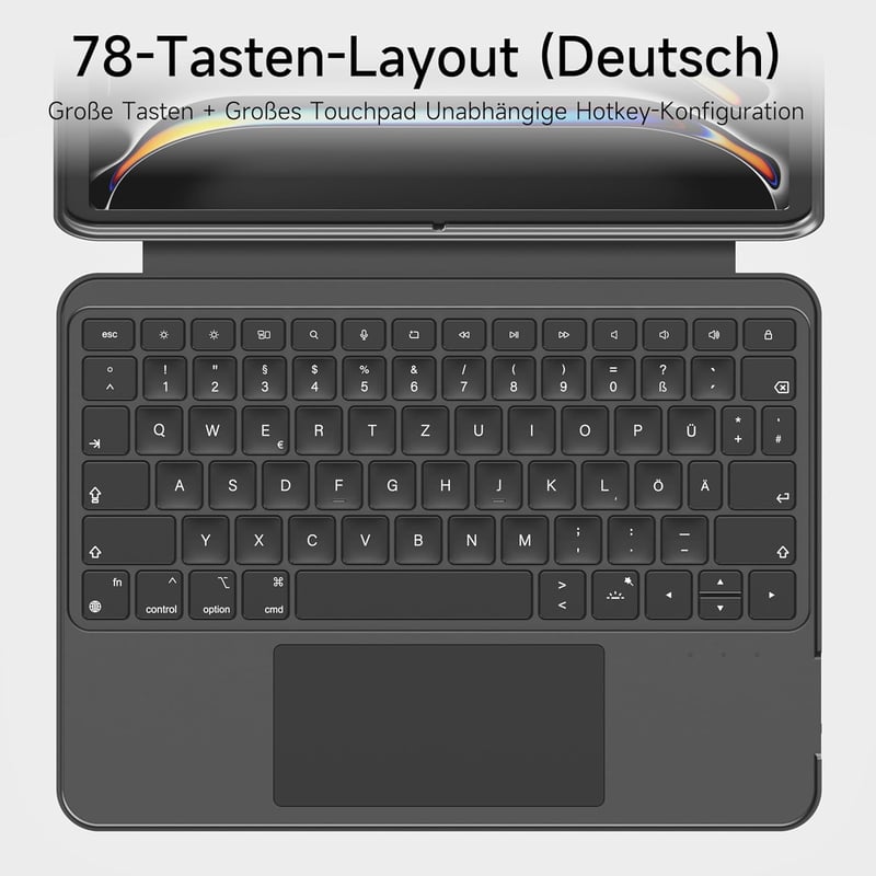 HOU iPad Pro 11 M4 2024 Mágneses Billentyűzet Tok Trackpad-dal Fekete
