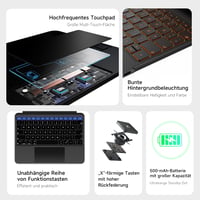HOU iPad Pro 11 M4 2024 Mágneses Billentyűzet Tok Trackpad-dal Fekete 4
