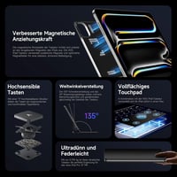HOU iPad Pro 13 (M4) Billentyűzetes Tok - QWERTZ, Háttérvilágítás, Precíz Trackpad, Mágneses Dizájn, Bluetooth Csatlakozás, 2024 Modellekhez 4