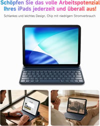 HOU kék QWERTZ billentyűzetes tok iPad Pro 11 (2018-2022), Air 11 M4/M3/M2 (2026/2025/2024), Air 5/4, állítható szög 6
