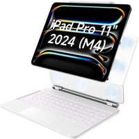 HOU Magic Keyboard iPad Pro 11 M4 2024 - Bluetooth billentyűzet érintőpaddal, 7 színű háttérvilágítással, német QWERTZ kiosztással, fehér 1