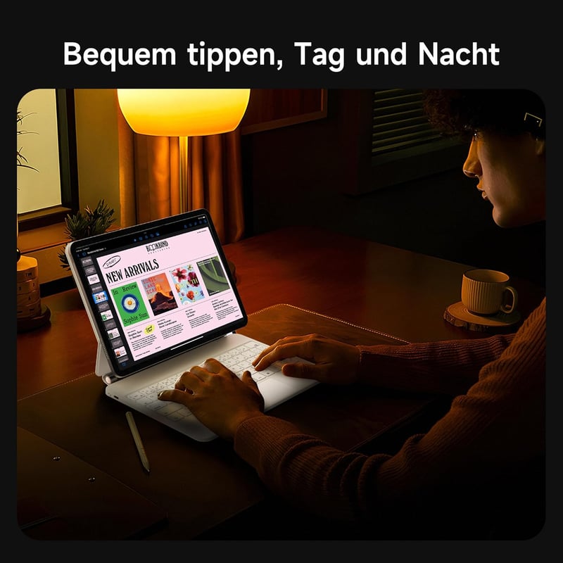 HOU Magic Keyboard iPad Pro 13 (M4) Tokkal - QWERTZ Billentyűzet, Bárhol Kattintható Trackpaddel, 7 Színű Háttérvilágítás, Mágneses Dizájn, 