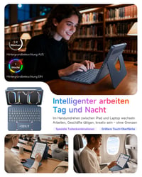 HOU otočné puzdro s klávesnicou pre iPad Air 11" (M3/M2) 2025 a Pro 11, odnímateľný magnetický kryt s touchpadom, klávesnica QWERTZ, modré 5
