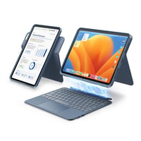 HOU otočné puzdro s klávesnicou pre iPad Air 11" (M3/M2) 2025 a Pro 11, odnímateľný magnetický kryt s touchpadom, klávesnica QWERTZ, modré 1