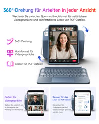 HOU otočné puzdro s klávesnicou pre iPad Air 11" (M3/M2) 2025 a Pro 11, odnímateľný magnetický kryt s touchpadom, klávesnica QWERTZ, modré 3