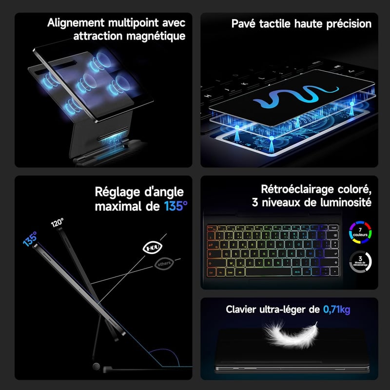 HOU Samsung Galaxy Tab S10+/S9+ Mágneses Billentyűzet Tok S-Pen Tartóval