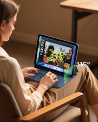HOU Slim Bluetooth Billentyűzet Tok iPad 11. és 10. Generációhoz - Újratölthető QWERTZ Billentyűzet Kék Műbőr Borítással 7