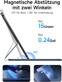 HOU Slim Bluetooth Billentyűzet Tok iPad 11. és 10. Generációhoz - Újratölthető QWERTZ Billentyűzet Kék Műbőr Borítással 3
