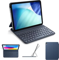 HOU Slim Bluetooth billentyuzetes tok iPad 11. gen 2025 (A16) és iPad 10. gen 2022 QWERTZ kék, tölthető iPaden, műbőr, ergonómikus tartó 1