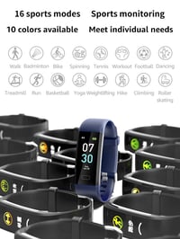 Ceas inteligent HOUAN, fitness tracker, monitorizare activitate, temperatură corporală, puls, tensiune arterială, rezistent la apă IP68, monitorizare somn, pedometru, pentru femei și bărbați 5