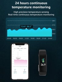 Ceas inteligent HOUAN, fitness tracker, monitorizare activitate, temperatură corporală, puls, tensiune arterială, rezistent la apă IP68, monitorizare somn, pedometru, pentru femei și bărbați 6