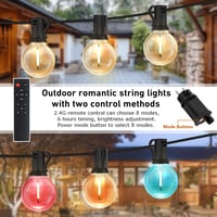 HOUHUI 15m RGBW LED Kültéri Fényfüzér Távirányítóval, G40 Színváltó Dekorációs Lámpa 4