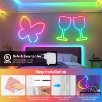 HOUHUI 5m RGB LED neon szalag távirányítóval, IP67 vízálló, zenevetítés, DIY 6