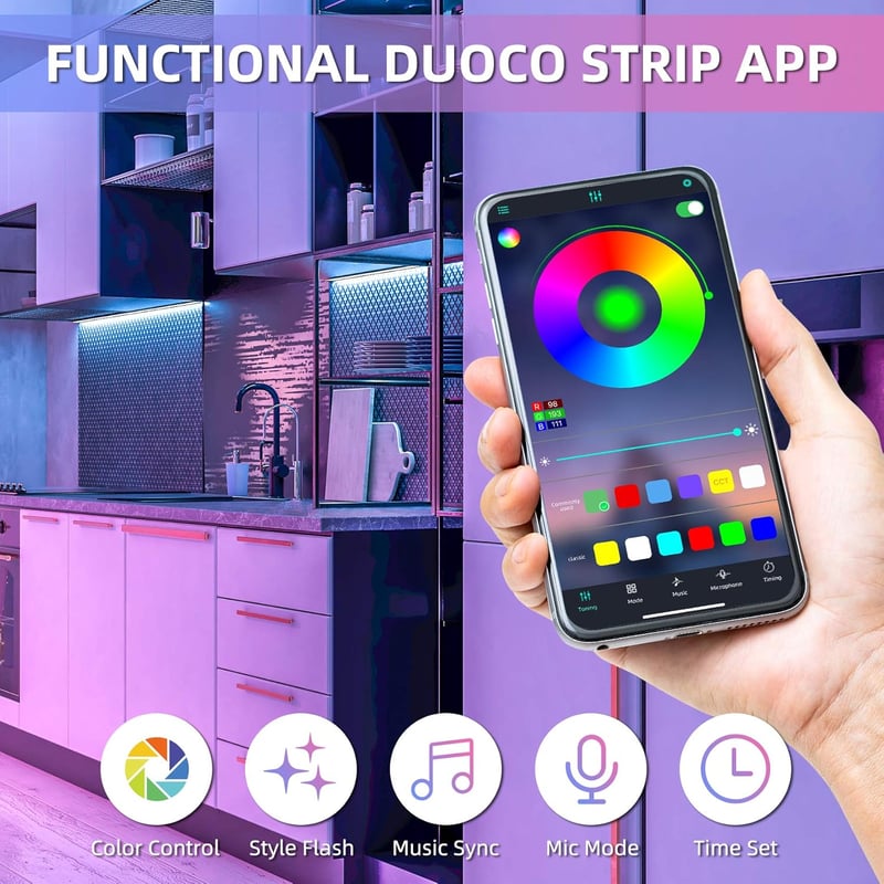 HOUHUI LED szalag mozgásérzékelővel 3m RGB app vezérlés 2db