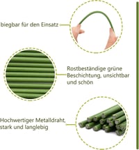 HOUNANG 44,5 cm Növénytámasz 20 db Zöld Műanyag Fém Orchidea Karó Kültéri Beltéri 3