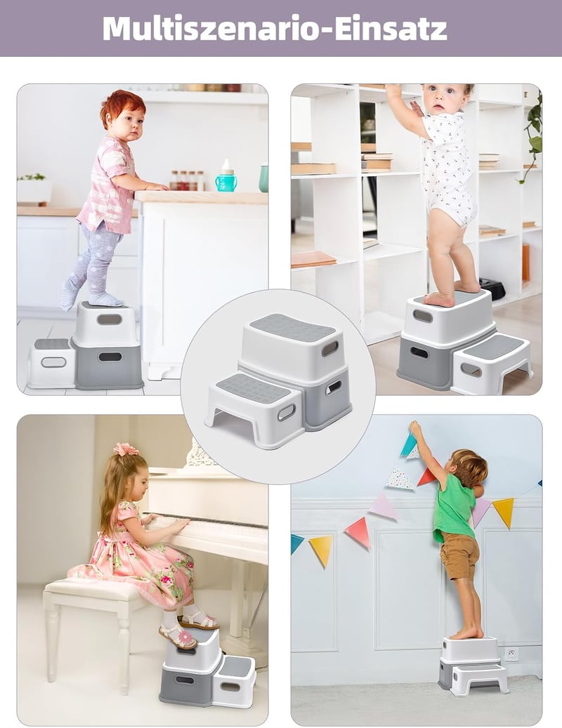 HOUSE DAY Gyerek Lépcsőzés 2 Fokos 25cm Magas Fürdőszobai Wc Lépcsőke Csúszásmentes Talppal