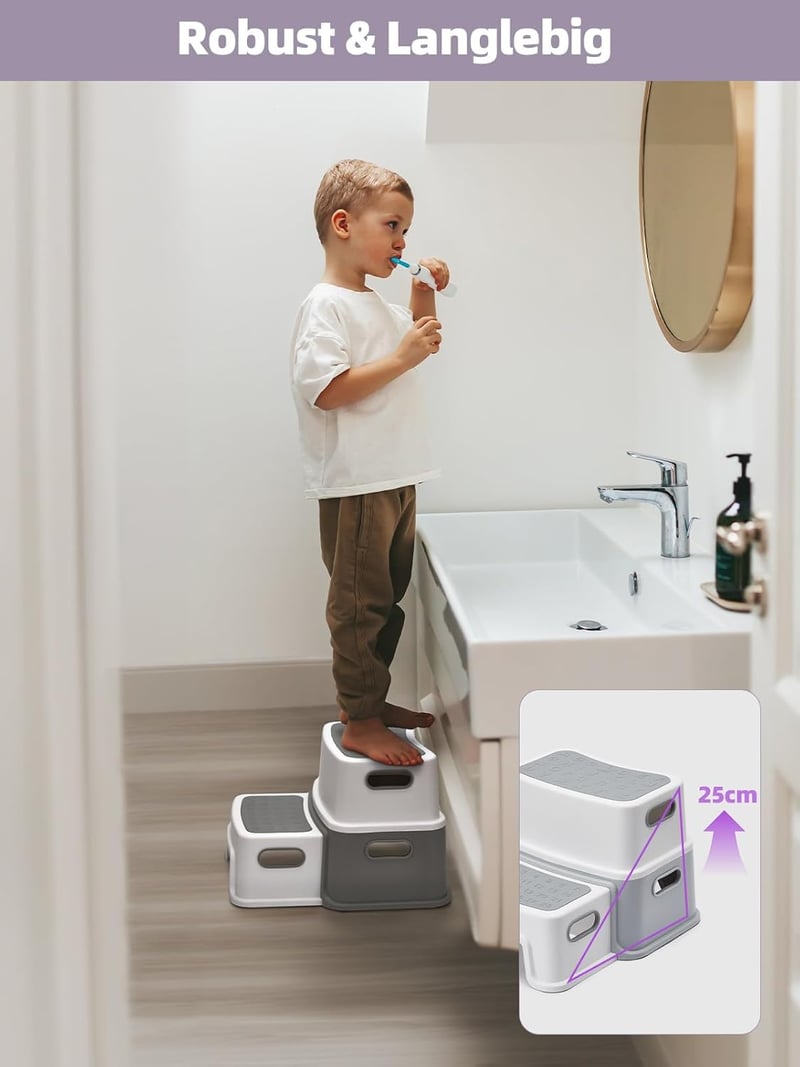 HOUSE DAY Gyerek Lépcsőzés 2 Fokos 25cm Magas Fürdőszobai Wc Lépcsőke Csúszásmentes Talppal