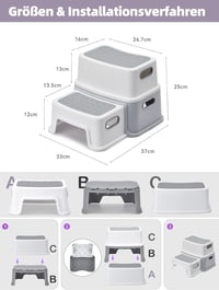 HOUSE DAY Gyerek Lépcsőzés 2 Fokos 25cm Magas Fürdőszobai Wc Lépcsőke Csúszásmentes Talppal 2