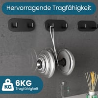 HouseUp Öntapadós Törölközőtartó Szett - 5 db Fekete Rozsdamentes Acél Fali Akasztó Fürdőszobába, Fúrás Nélkül, Dupla Horog, Helytakarékos 5