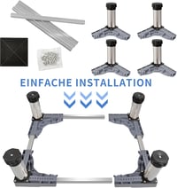 HOUSLUX Állítható Mosógép Alátét Keret Szürke 18-21 cm Rozsdamentes Hűtő Szárító Fagyasztó Tartó Állvány 60x60 cm 5