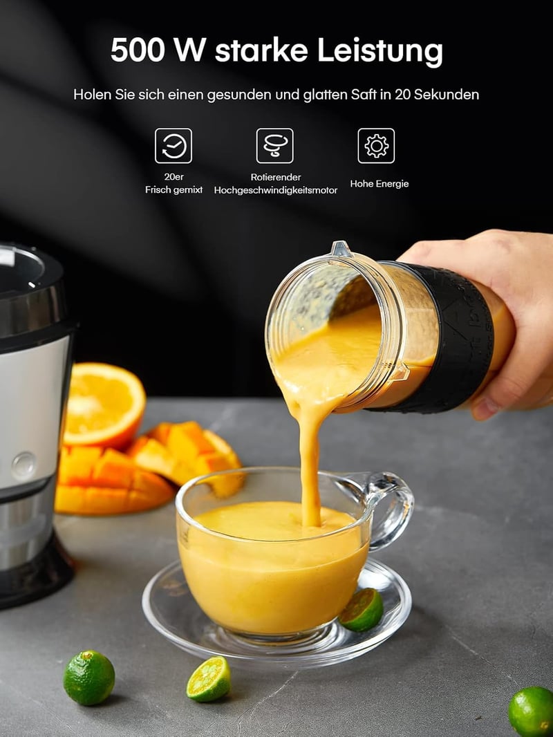 HOUSNAT 500W Smoothie Maker Kávéőrlő Blender 2 Sportpalackkal BPA-mentes