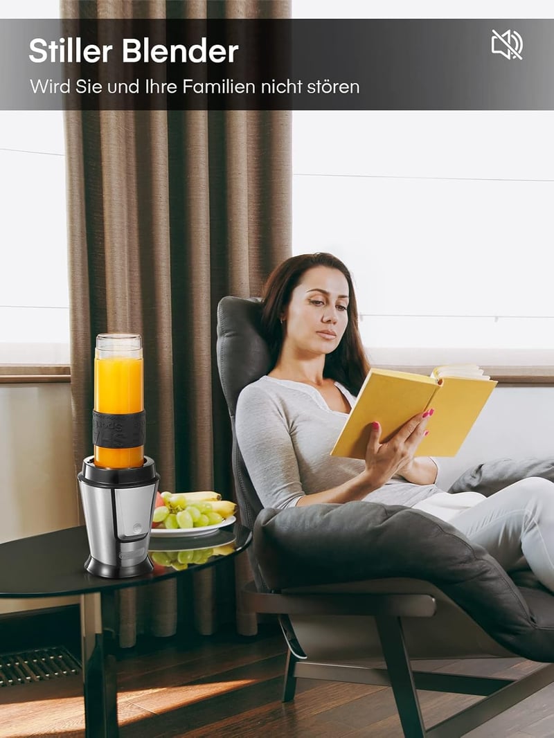 HOUSNAT 500W Smoothie Maker Kávéőrlő Blender 2 Sportpalackkal BPA-mentes