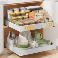 Housolution 2 ks výsuvná kuchynská zásuvka, šírka 30 – 50 cm, rozšíriteľná, hĺbka 42 cm, teleskopický organizér do kuchynskej skrinky 1