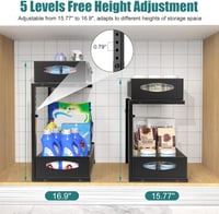 Housolution 2 szintes mosogató alatti tárolórendszer csúsztatható fiókokkal, magasságállítható, fekete, 2 darab - 1 Stück, Mittel-22cm Breit, Black 2