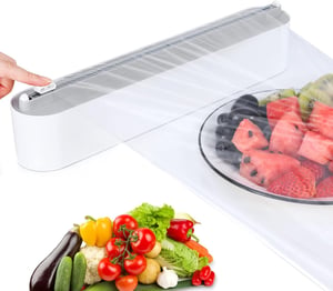 Suport magnetic Housolution pentru folie alimentară și folie de aluminiu cu dispenser și tăietor, pentru role cu lățimea de 30 cm