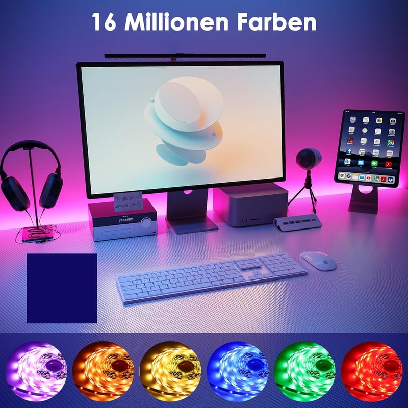 HOVVIDA RGB LED szalag 5m 150 LED távirányítóval és app vezérléssel - 5 m, Multicoloured