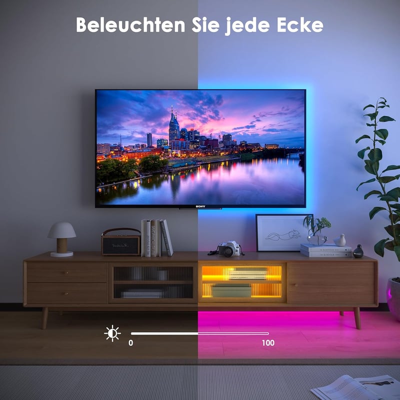 HOVVIDA RGB LED szalag 5m 150 LED távirányítóval és app vezérléssel - 5 m, Multicoloured