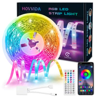 Bandă LED RGB HOVVIDA 10 m, 300 LED-uri, 30 LED-uri/metru, control prin aplicație și telecomandă, mod muzică, temporizator, pentru cameră, sufragerie, bucătărie, dormitor, bar, petrecere 1