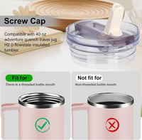 HOWAB Stanley Cup 40 oz-hoz szorosan záródó fedél szett, 2 db fedél, 4 szívószál, kefe 6
