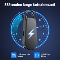 Howabo 64GB Mini Diktafon Kulcstartó Dizájn - 35 Óra Felvételi Idő, Fém Ház, Hi-Fi Hang, Interjú Meetinghez 3