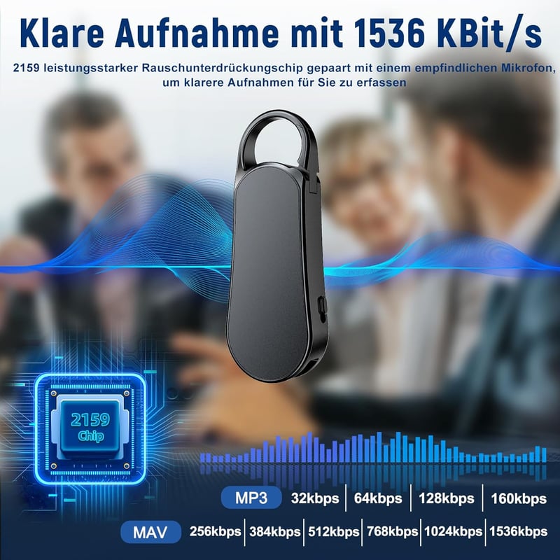 Howabo 64GB Mini Hangrögzítő, 35 Órás Üzemidő, 1536Kbps Digitális Diktafon, Hangfelismerés, Type-C, Zajcsökkentés, Interjúkhoz, Értekezletek