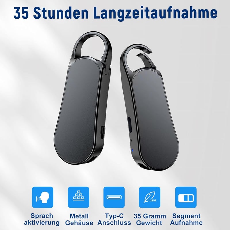 Howabo 64GB Mini Hangrögzítő, 35 Órás Üzemidő, 1536Kbps Digitális Diktafon, Hangfelismerés, Type-C, Zajcsökkentés, Interjúkhoz, Értekezletek