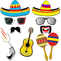 HOWAF 56 darabos Mexikói Fiesta Fotóbútor Szett Születésnapi Party Kellékek Kalap Szemüveg Maszk Cinco de Mayo Mexikói Buli Dekoráció 5
