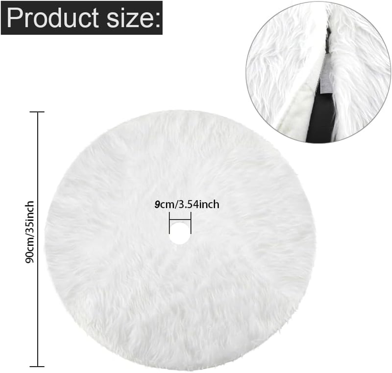 HOWAF fehér műszőrme karácsonyfa szoknya 90cm karácsonyi dekoráció