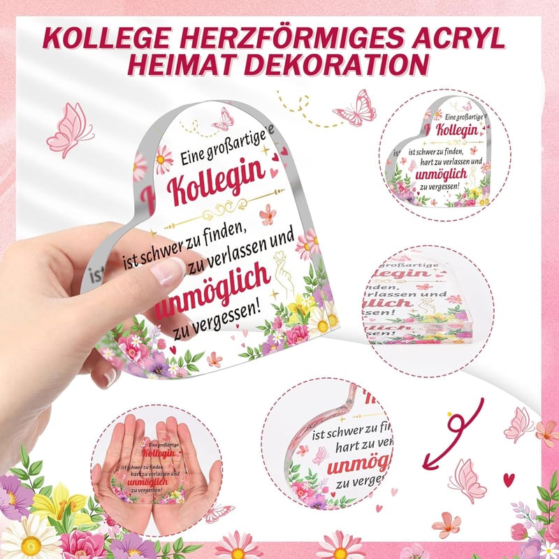 HOWAF Nyugdíjazási Ajándék Szív Alakú Akril Kulcstartó Búcsúajándék Kollégáknak Munkahelyváltáshoz Otthoni Dekoráció