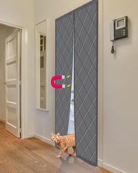 HOWIN Mágneses Hőszigetelő Ajtófüggöny 110x210 cm - Téli Hideg Elleni Védelem, Oxford Szövet, Erkélyajtóra, Automatikus Záródás, Szürke 4