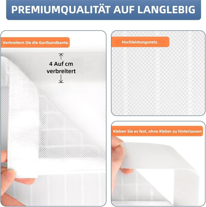 HOWIN Mágneses Szúnyogháló Ajtó 110x210cm Fúrás Nélkül Fehér
