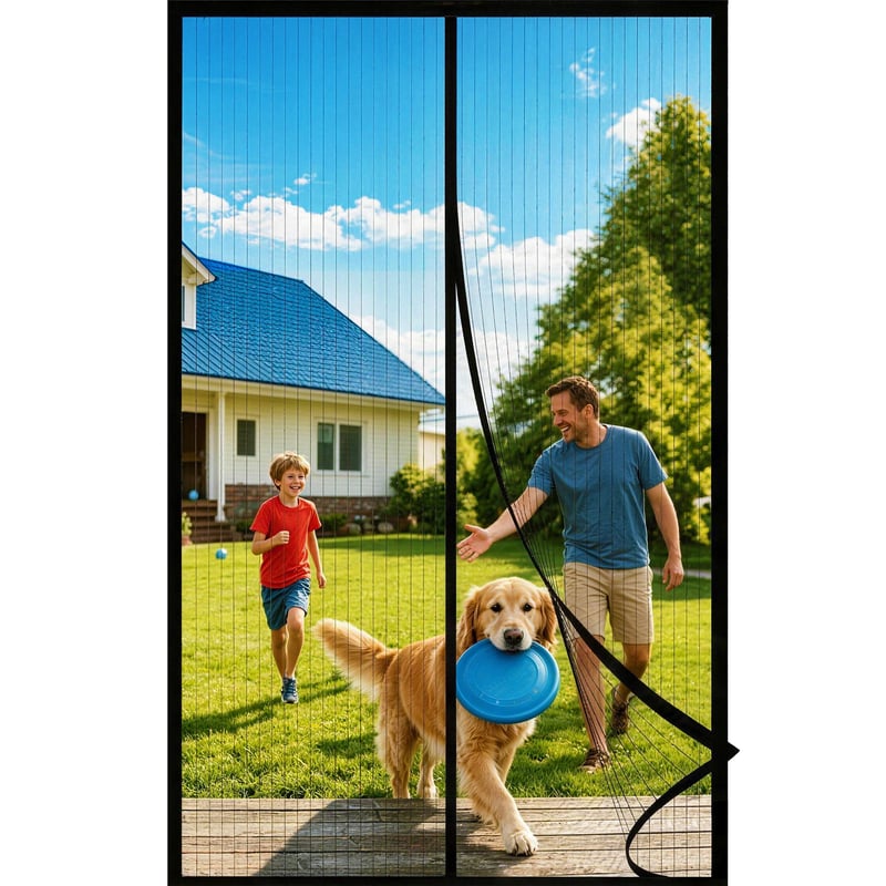 HOWIN magnetska mreža za balkonska vrata protiv komaraca - crna, 85x200 cm, bez bušenja